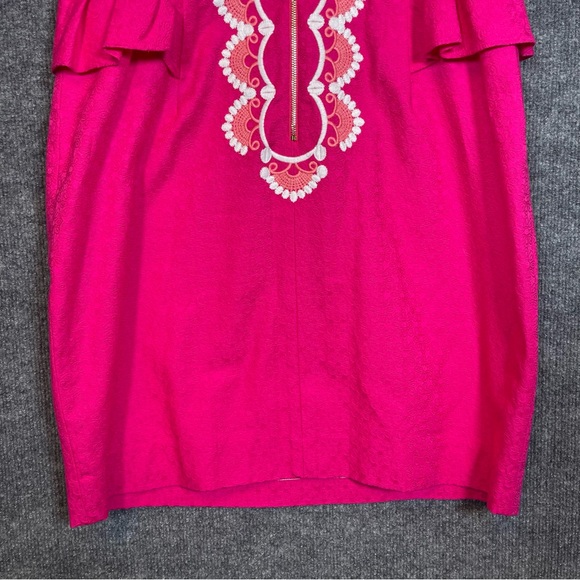 Lilly Pulitzer Maybell Peplum Pink Strapless Midi Ruffle Party Dress Size 10 - Picture 7 of 12